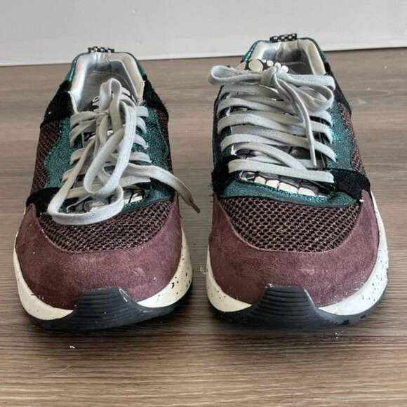 P448 Alex Sneakers You Can Surf Later Maroon Suede Teal Silver Metallic Size 40 - Picture 2 of 16